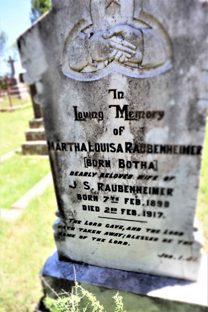 RAUBENHEIMER Martha Louisa nee BOTHA 1898-1917