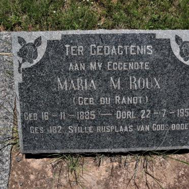 ROUX Maria M. nee DU RANDT 1885-1958