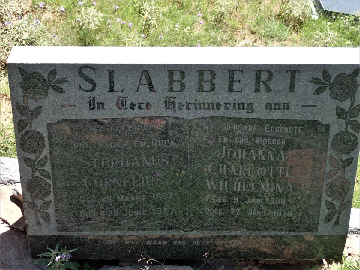 SLABBERT Stephanus Cornelius 1897-1977 &amp; Johanna Charlotte Wilhelmina 1909-1970
