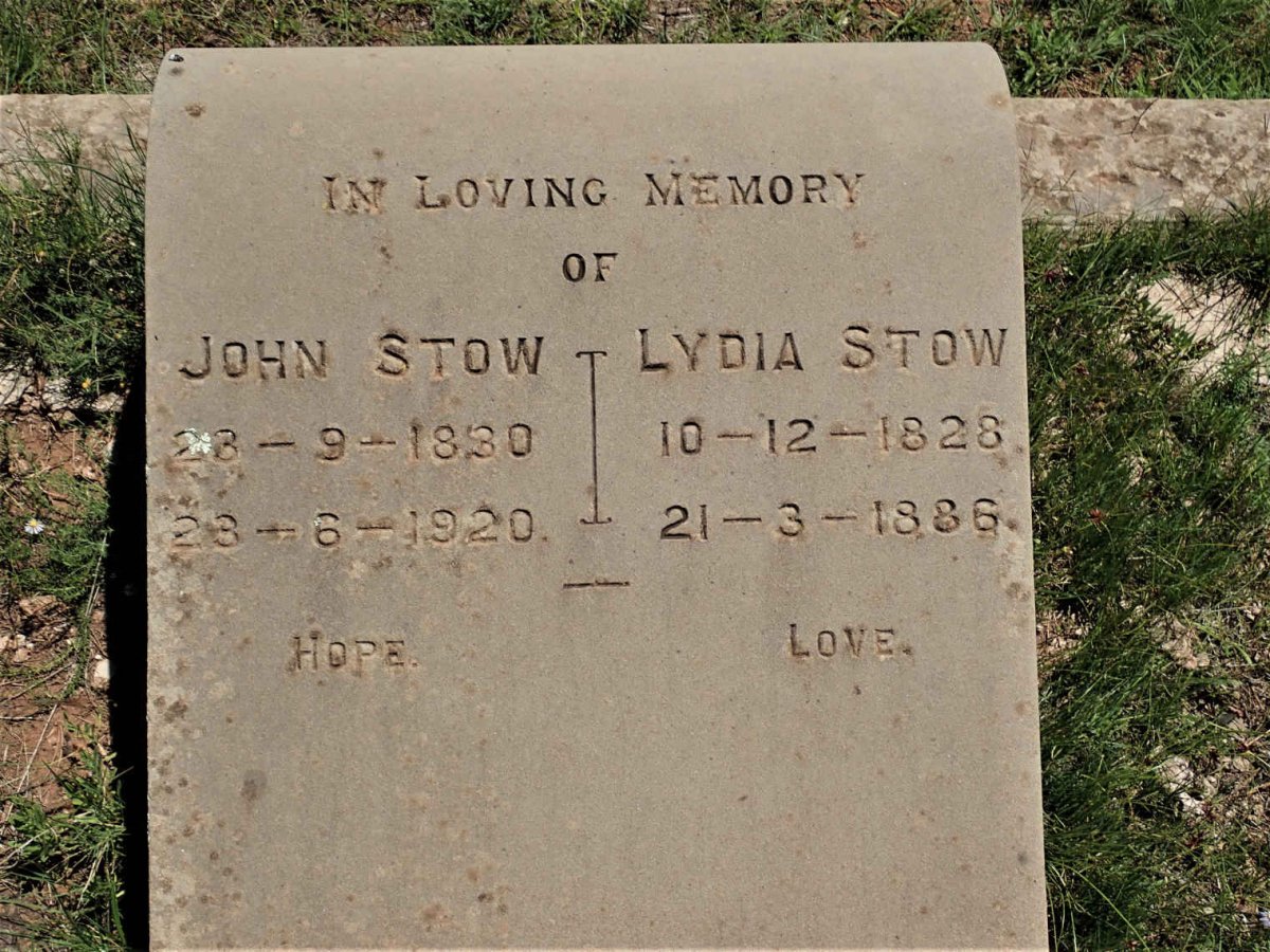 STOW John 1880-1920 &amp; Lydia 1828-1886