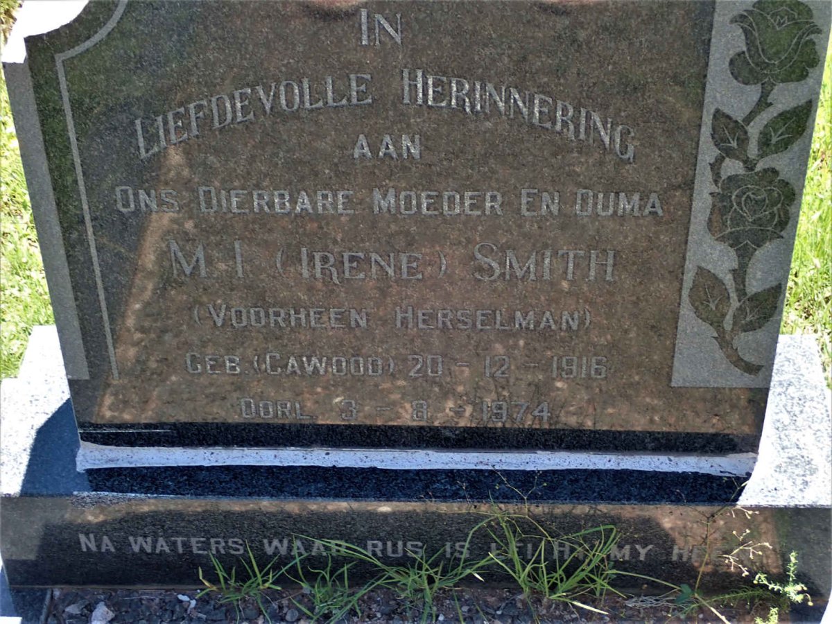 SMITH M.I. voorheen HERSELMAN nee CAWOOD 1916-1974