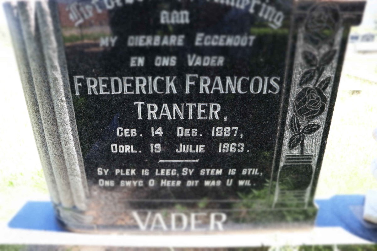 TRANTER Frederick Francois 1887-1963 &amp; Johanna Helena Catharina 1894-1994