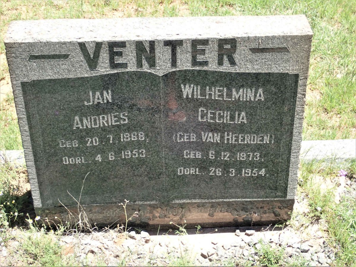 VENTER Jan Andries 1868-1953 &amp; Wilhelmina Cecilia VAN HEERDEN 1873-1954