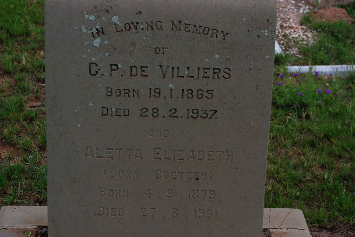 VILLIERS C.P., de 1865-1937 &amp; Aletta Elizabeth COETZER 1879-1961