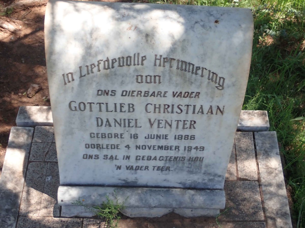 VENTER Gottlieb Christiaan Daniel 1886-1949