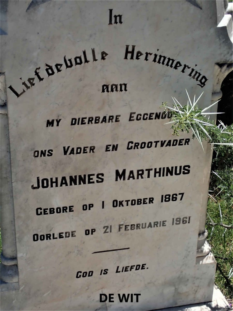WIT Johannes Marthinus, de 1867-1961