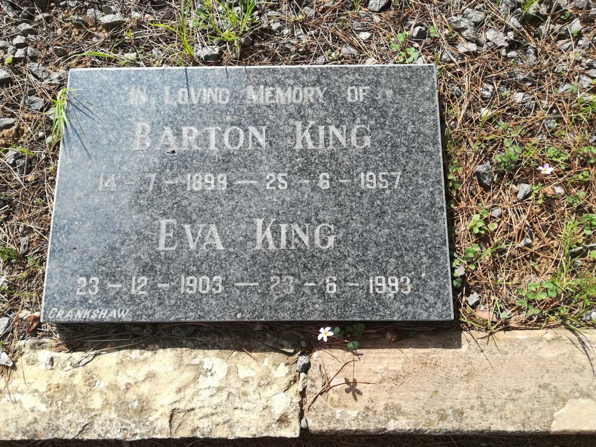 KING Barton 1899-1957 &amp; Eva 1903-1993