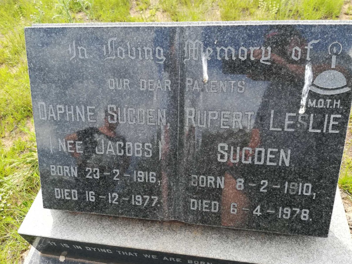 SUGDEN Rupert Leslie 1910-1978 &amp; Daphne JACOBS 1916-1977