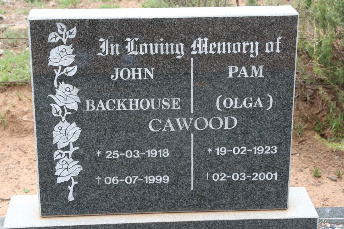 CAWOOD John Backhouse 1918-1999 &amp; Pam 1923-2001