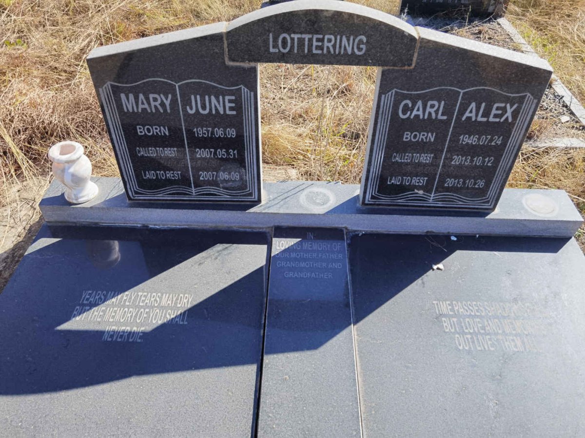 LOTTERING Carl Alex 1946-2013 &amp; Mary June 1957-2007