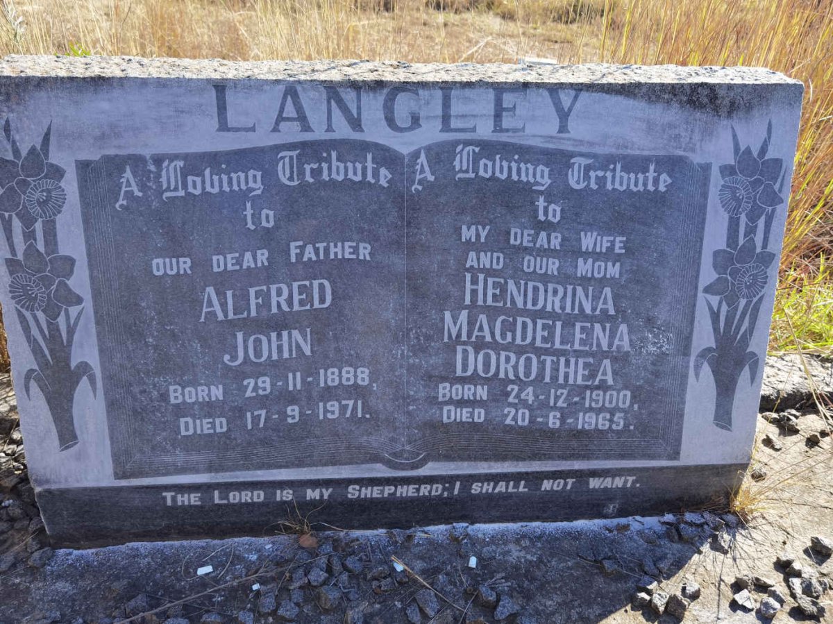 LANGLEY Alfred John 1888-1971 &amp; Hendrina Magdalena Dorothea 1900-1965
