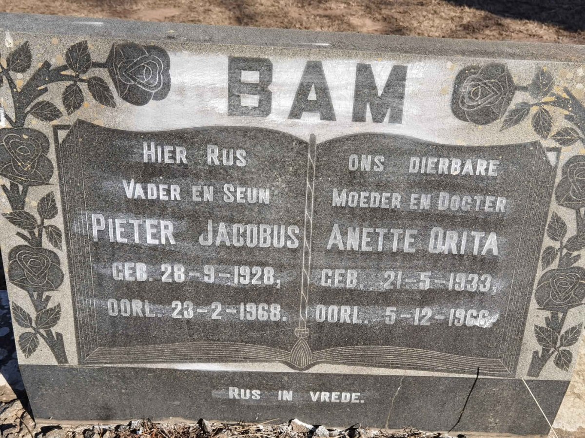BAM Pieter Jacobus 1928-1968 &amp; Anette Orita 1933-1966