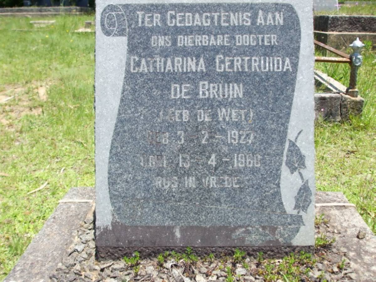 BRUIN Catharina Gertruida, de nee DE WET 1927-1960