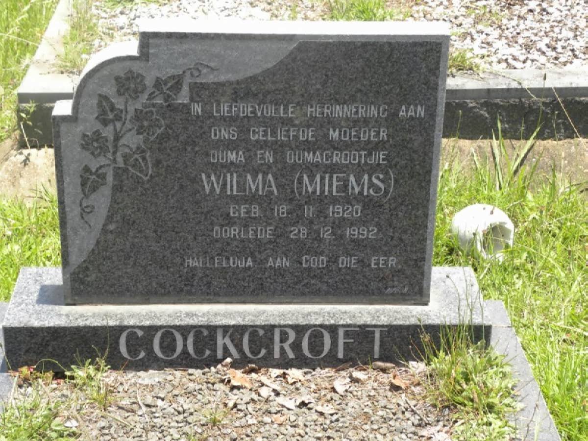 COCKCROFT Wilma 1920-1992