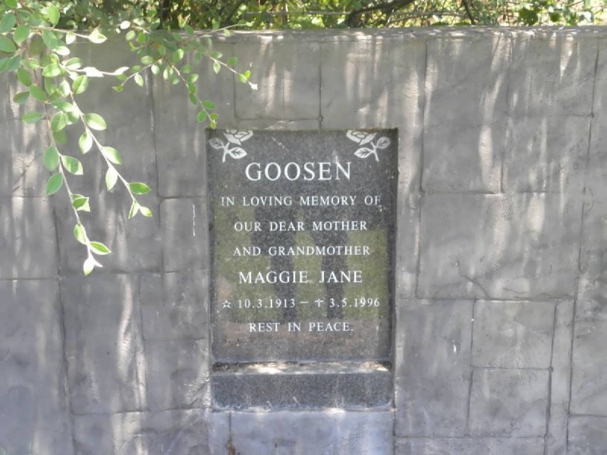 GOOSEN Maggie Jane 1913-1996
