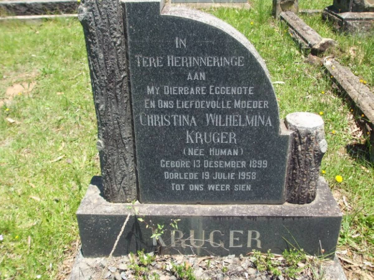 KRUGER Christina Wilhelmina nee HUMAN 1899-1958