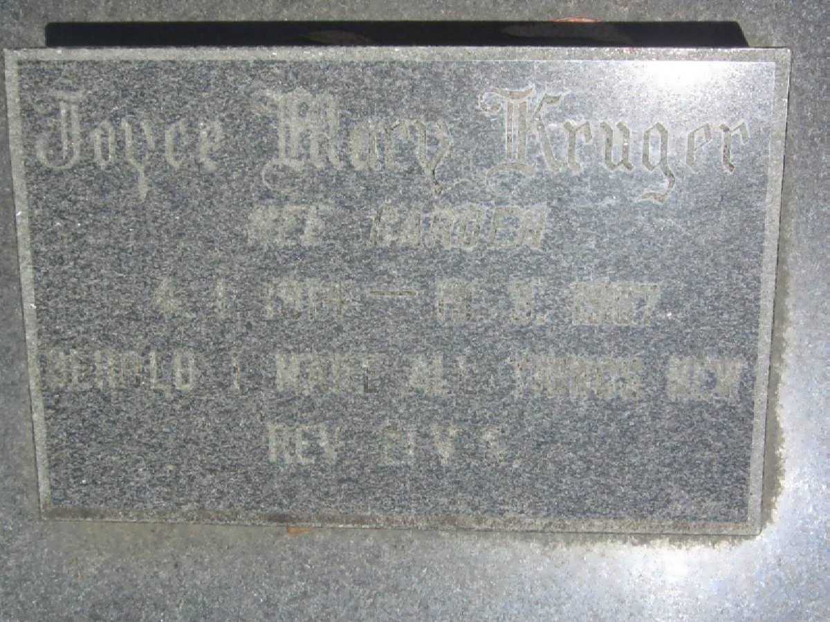 KRUGER Joyce Mary nee GARDEN 1914-1987