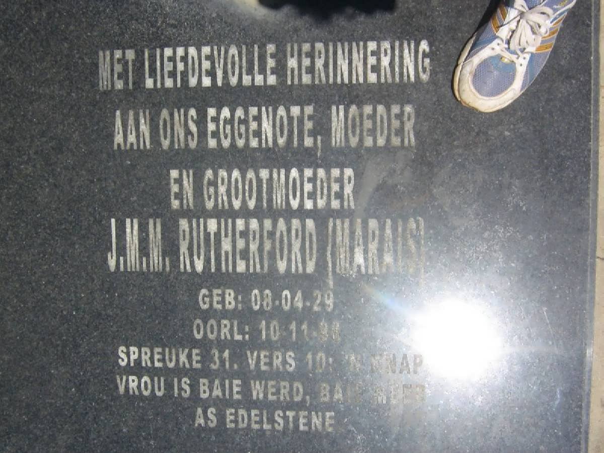 RUTHERFORD J.M.M. nee MARAIS 1929-1998