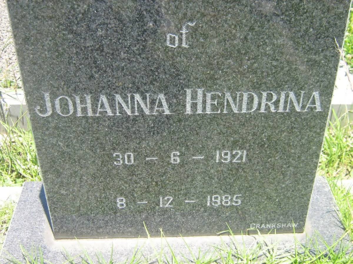 RIGGIEN Johanna Hendrina 1921-1985