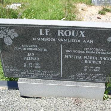 ROUX Jan Tielman, le 1910-2002 &amp; Janetha Maria Magdalena BOUWER 1914-2000