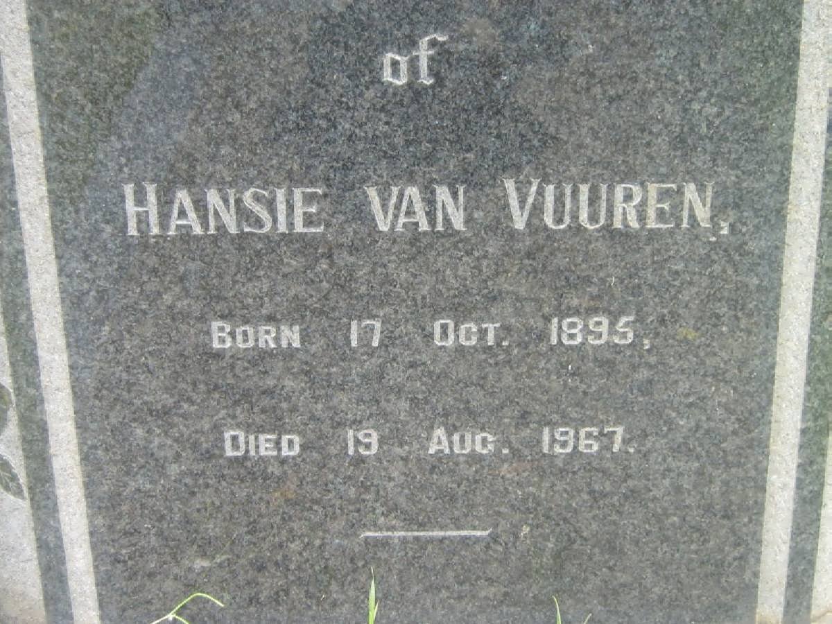 VUUREN Hansie, van 1895-1967