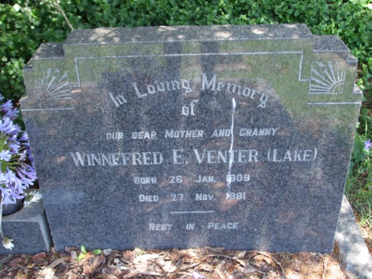 VENTER Winnefred E. nee LAKE 1909-1981