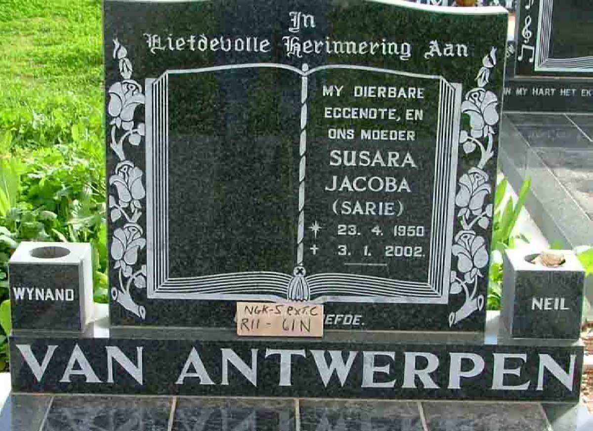 ANTWERPEN Susara Jacoba, van 1950-2002