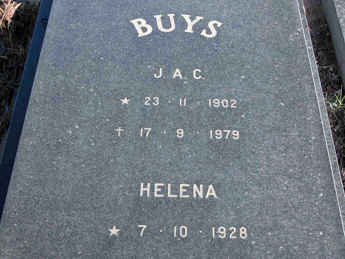 BUYS J.A.C. 1902-1979 &amp; Helena 1928-