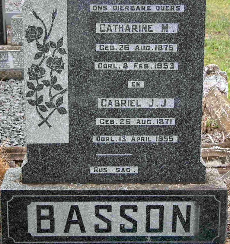 BASSON Gabriel J.J. 1871-1955 &amp; Catharine M. 1875-1953
