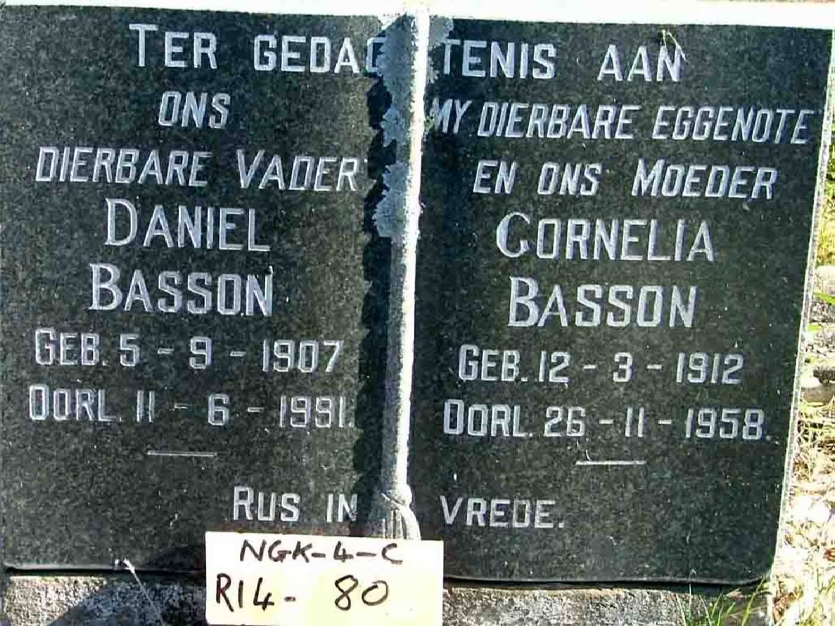 BASSON Daniel 1907-1991 &amp; Cornelia 1912-1958