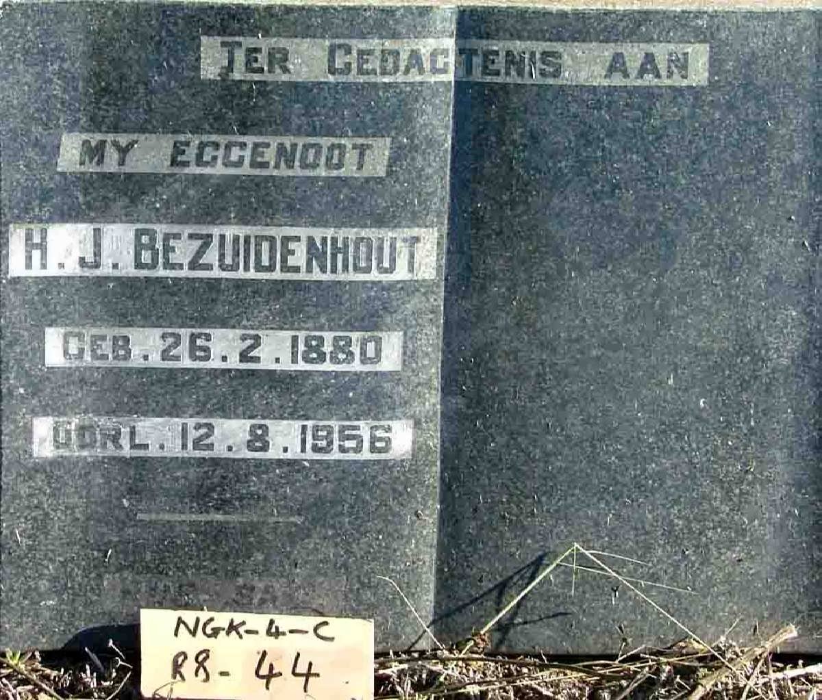 BEZUIDENHOUT H.J. 1880-1956