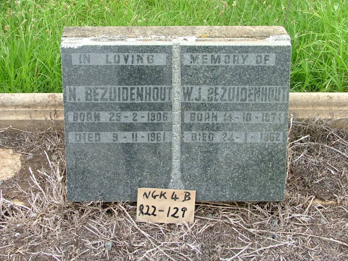 BEZUIDENHOUT N. 1906-1961 &amp; W.J. 1871-1962