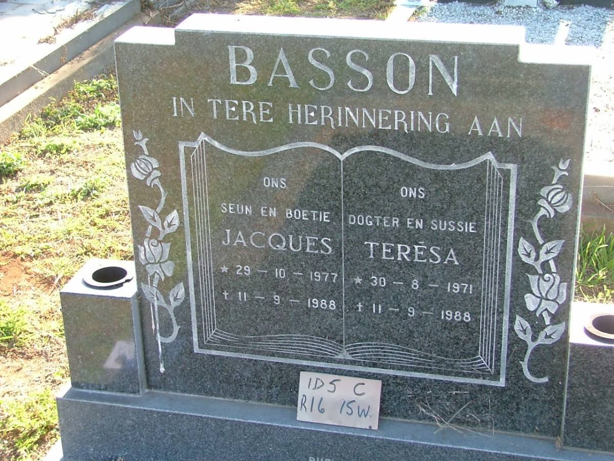 BASSON Therésa 1971-1988 :: BASSON Jacques 1977-1988 