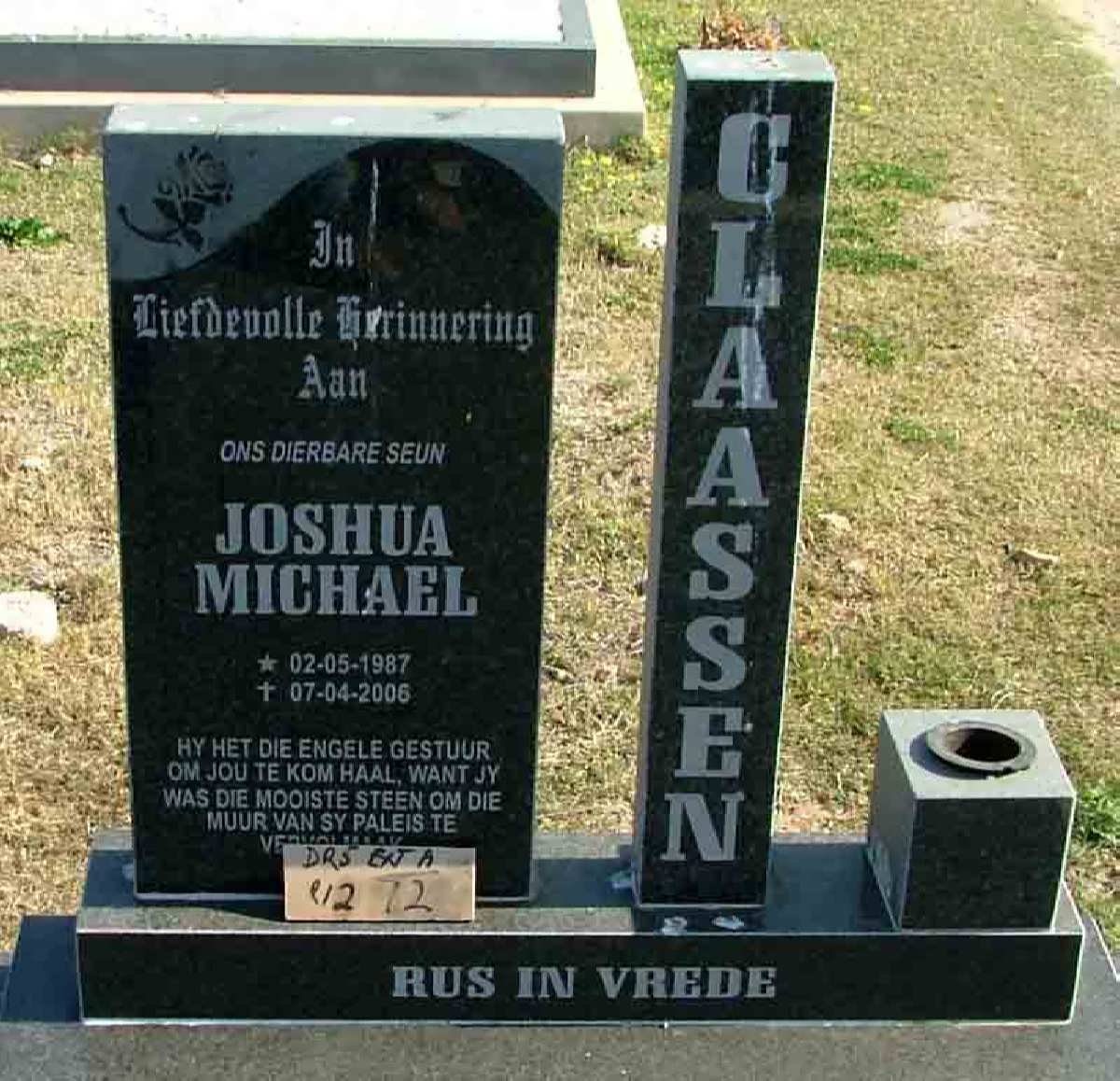 CLAASSEN Joshua Michael 1987-2006