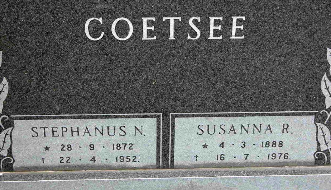 COETSEE Stephanus N. 1872-1952 &amp; Susanna R. 1888-1976