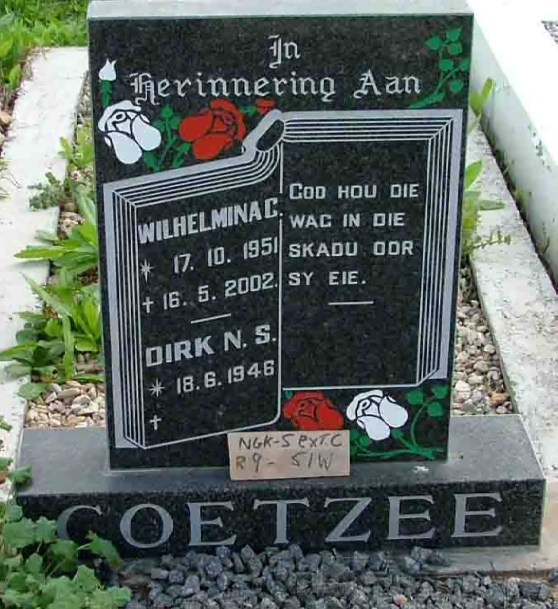 COETZEE Dirk N.S. 1946- &amp; Wilhelmina C. 1951-2002