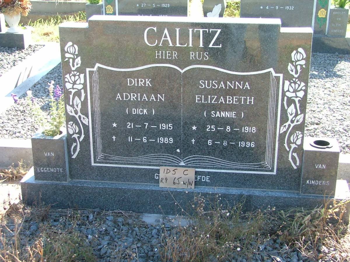 CALITZ Dirk Adriaan 1915-1989 &amp; Susanna Elizabeth 1918-1996