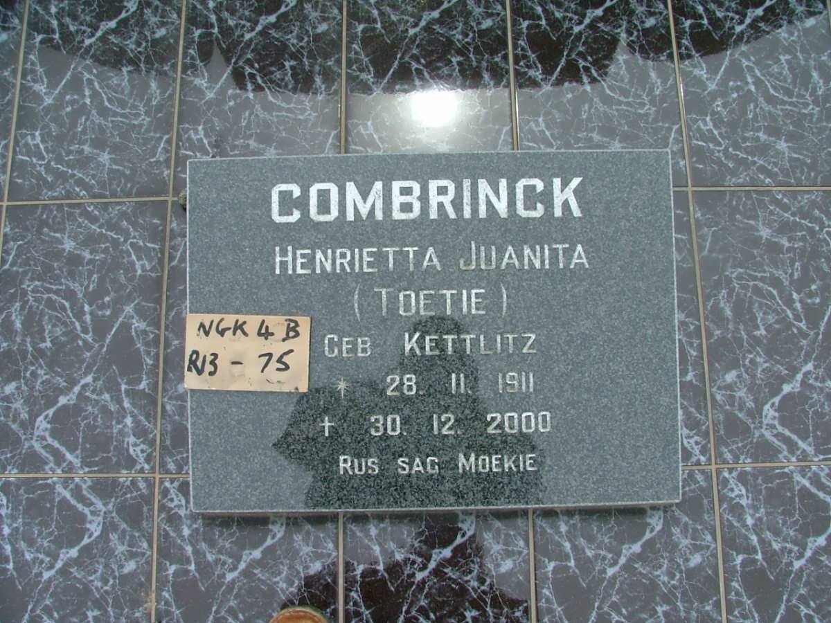 COMBRINCK Henrietta Juanita nee KETTLITZ 1911-2000