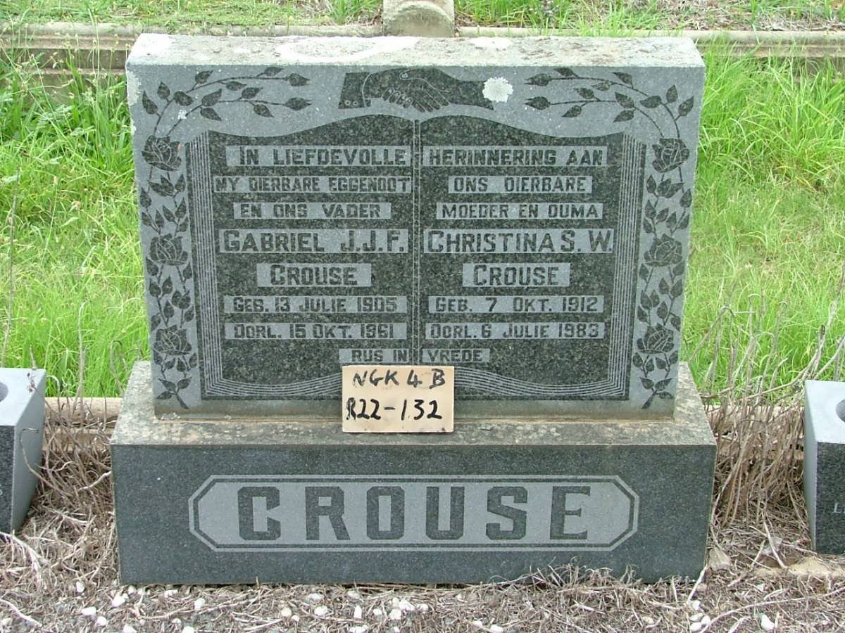 CROUSE Gabriel J.J.F. 1905-1961 &amp; Christina S.W. 1912-1983