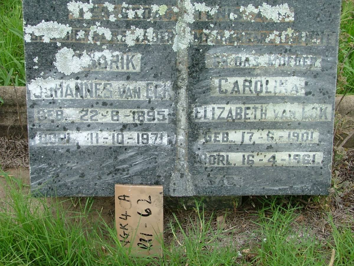 ECK Hendrik Johannes, van 1895-1971 &amp; Carolina Elizabeth 1901-1961
