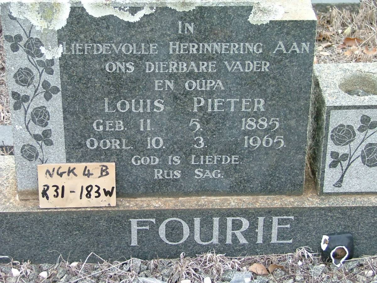 FOURIE Louis Pieter 1885-1965