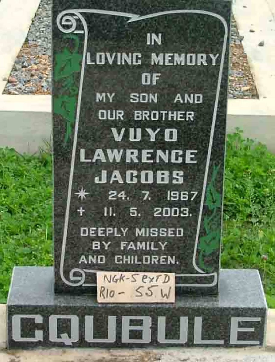 GQUBULE Vuyo Lawrence Jacobs 1967-2003