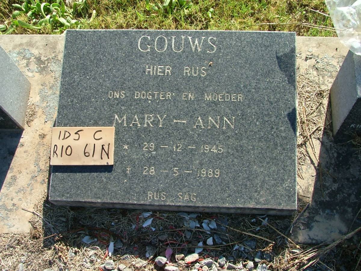 GOUWS Mary-Ann 1945-1989