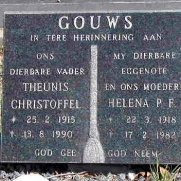 GOUWS Theunis Christoffel 1915-1990 &amp; Helena P.F. 1918-1982