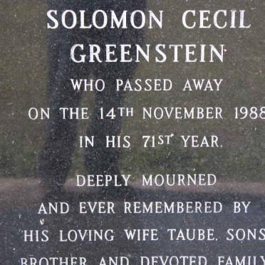 GREENSTEIN Solomon Cecil -1988