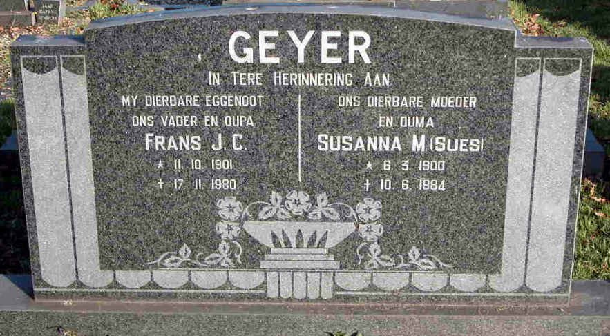 GEYER Frans J.C. 1901-1980 &amp; Susanna M. 1900-1984