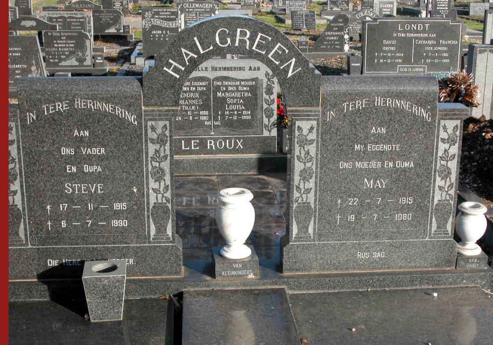HALGREEN Steve 1915-1990 &amp; May 1915-1980