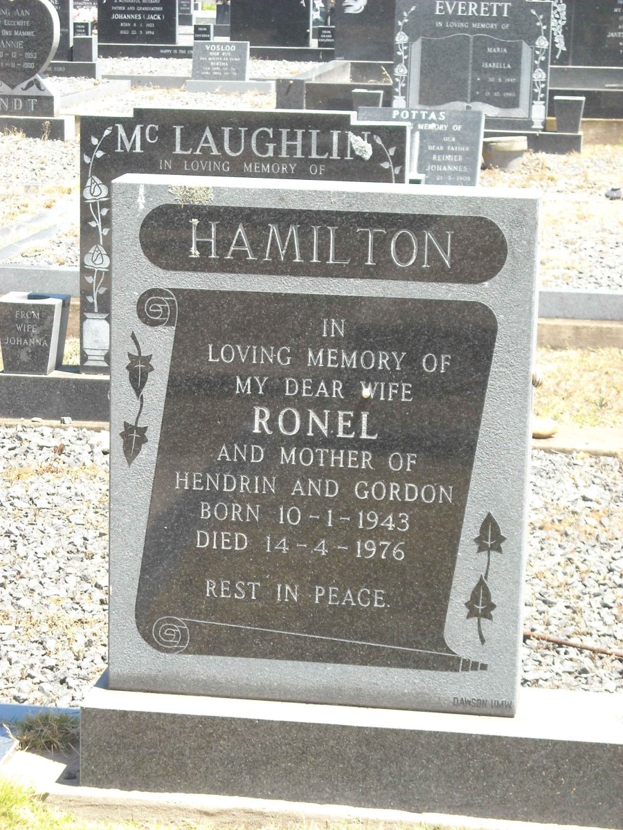 HAMILTON Ronel nee VISSER 1943-1976