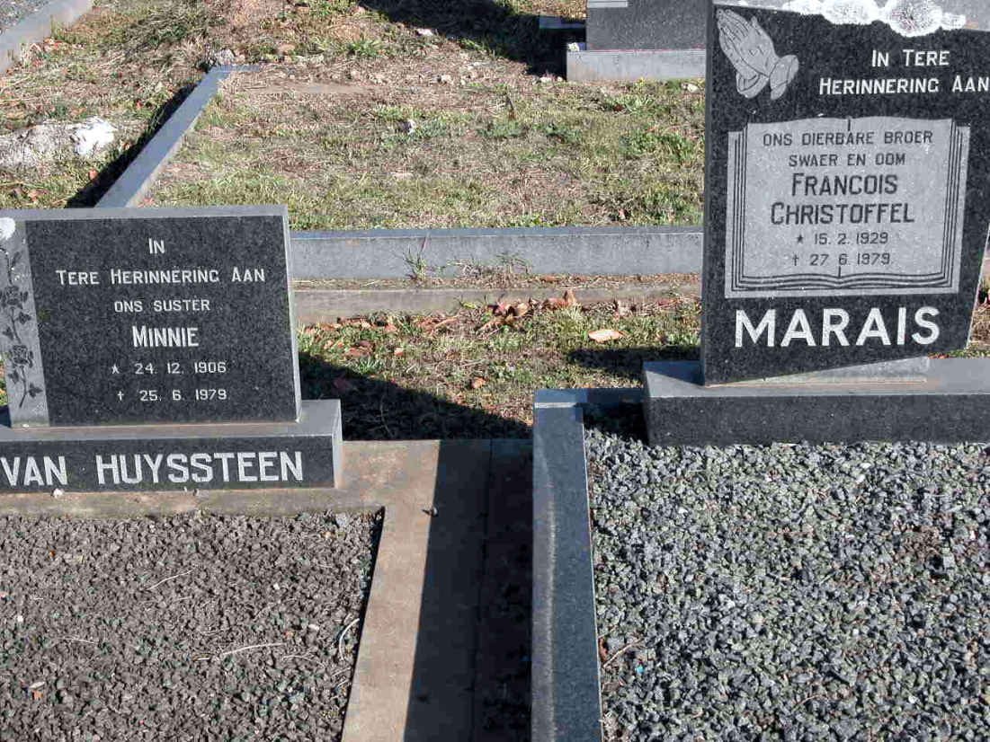HUYSSTEEN Minnie, van 1906-1979 :: MARAIS Francois Christoffel 1929-1979