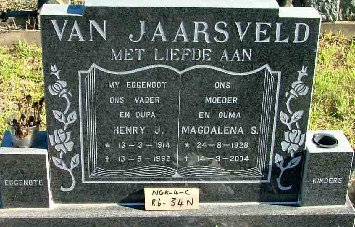 JAARSVELD Henry J. van 1914-1992 &amp; Magdalena S. 1928-2004